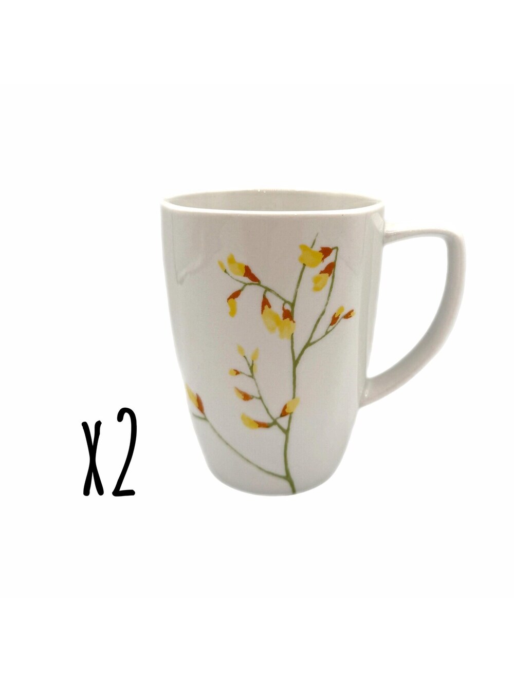 Set of 2 Vintage Corelle Square Kobe Porcelain Coffee Mugs